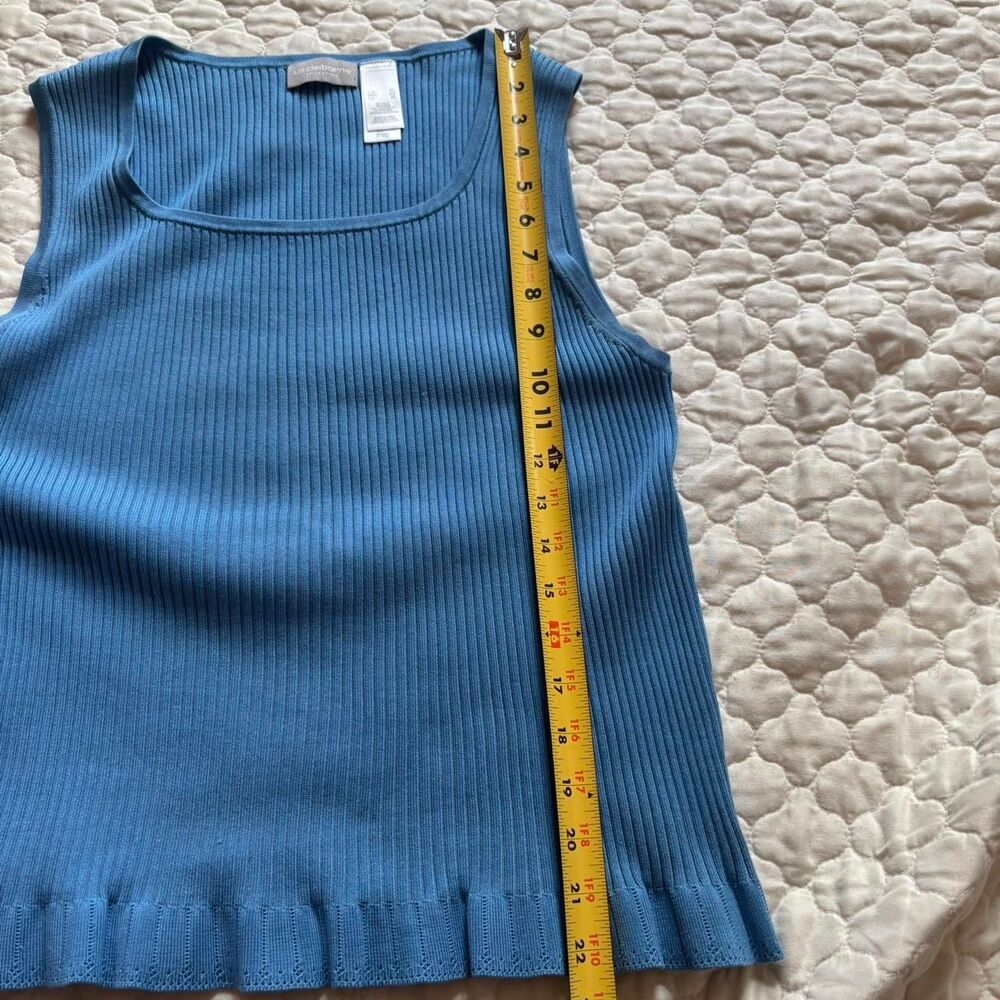 Liz Claiborne Women's Blue Silk Blend Top w/ Ruffles Coastal Grandmother Size XL - Picture 4 of 4